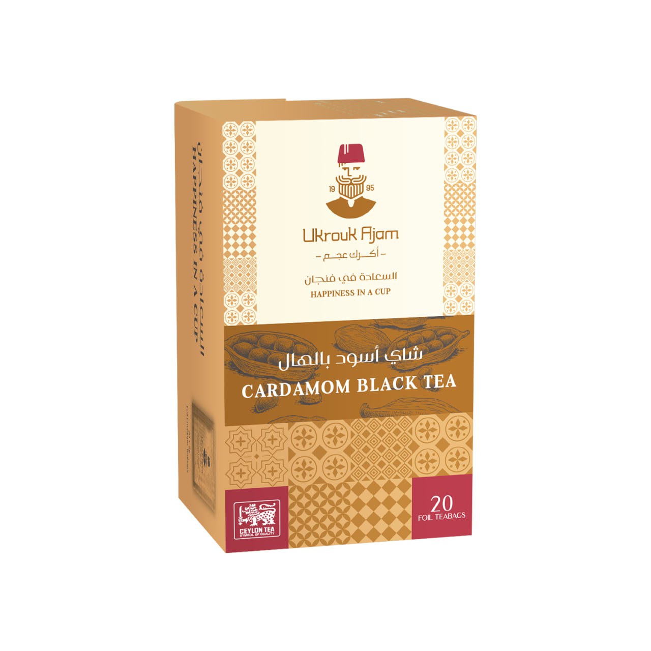 Ukrouk Ajam Cardamom Black Tea, 20 Foiled Tea Bags